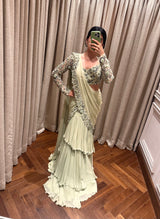 SAMPLE / SAGE GREEN LAYERED SARI