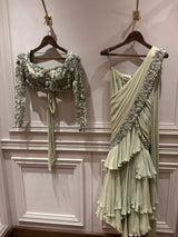 SAMPLE / SAGE GREEN LAYERED SARI