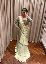 SAMPLE / SAGE GREEN LAYERED SARI